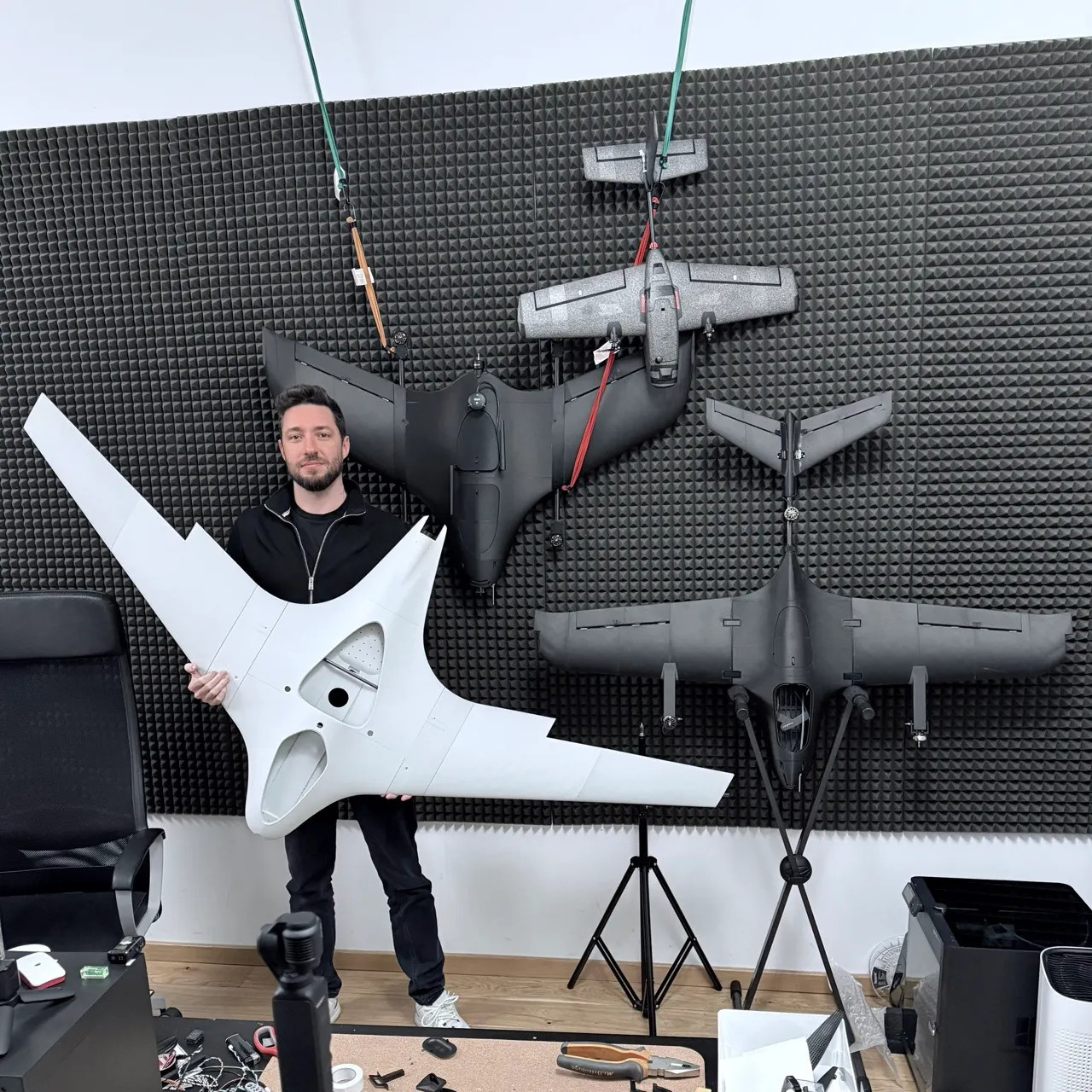 TerraHawk airframe on a workbench during assembly